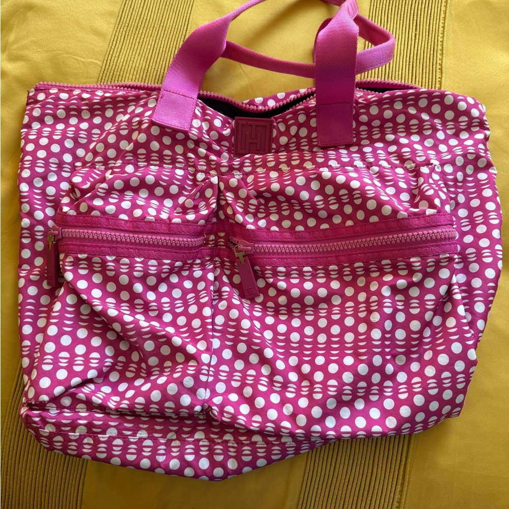 Tommy Hilfiger Pink and White Patterned Tote